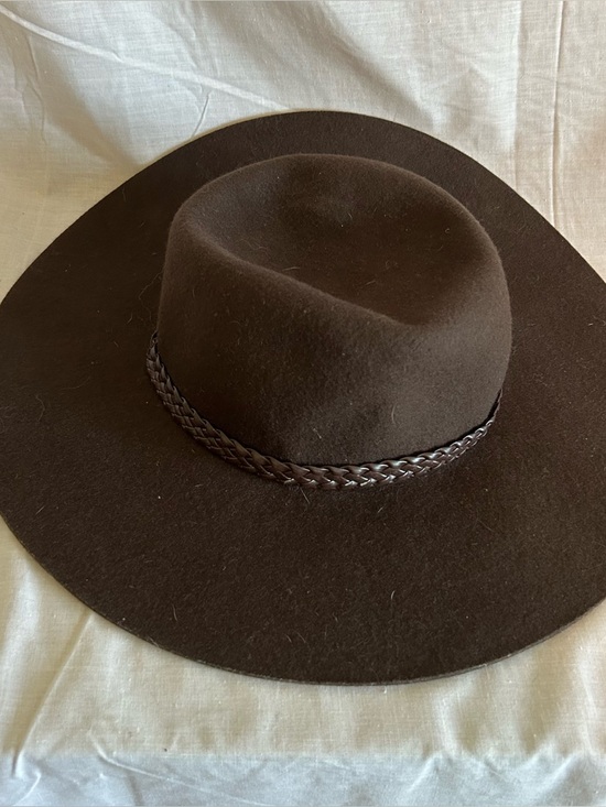 Unbranded Accessories - Unisex Fedora Wide Brimmed 100% Wool Hat Brown Faux Leather Band One Size